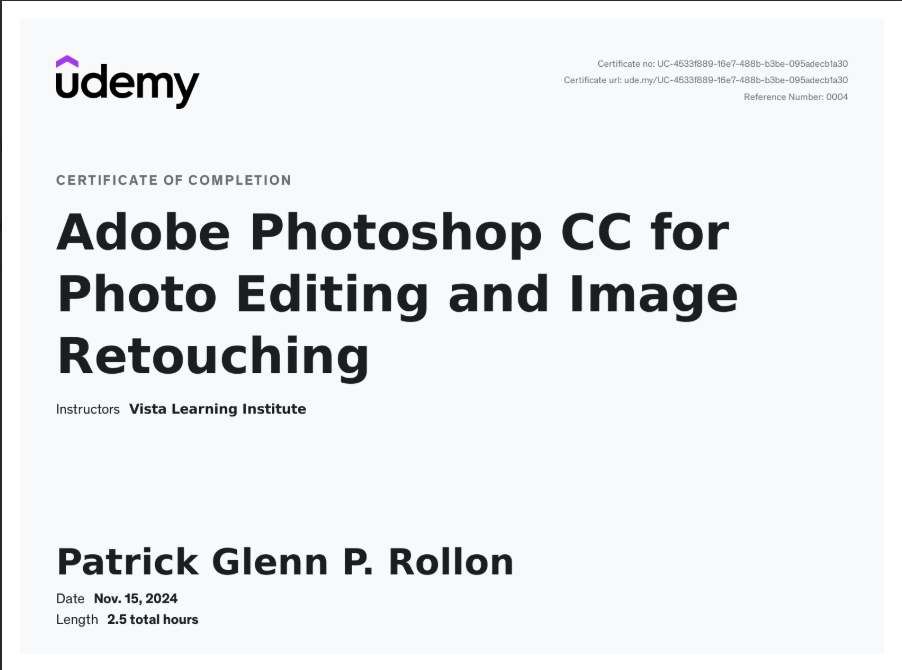 Adobe Photoshop CC for Photo Editing and Image Retouching Patrick Glenn Rollon