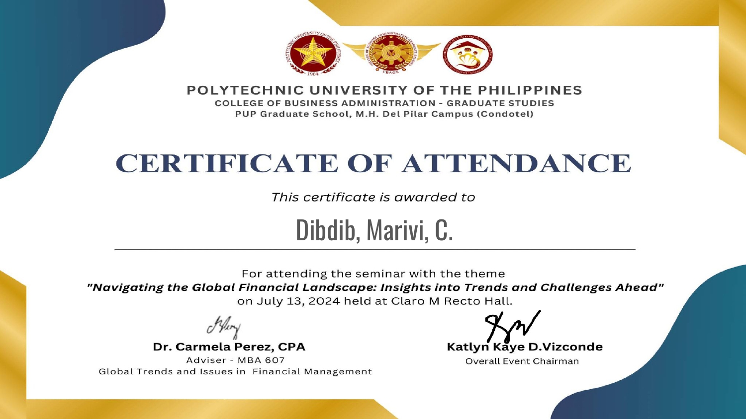 Seminar Certificate 1