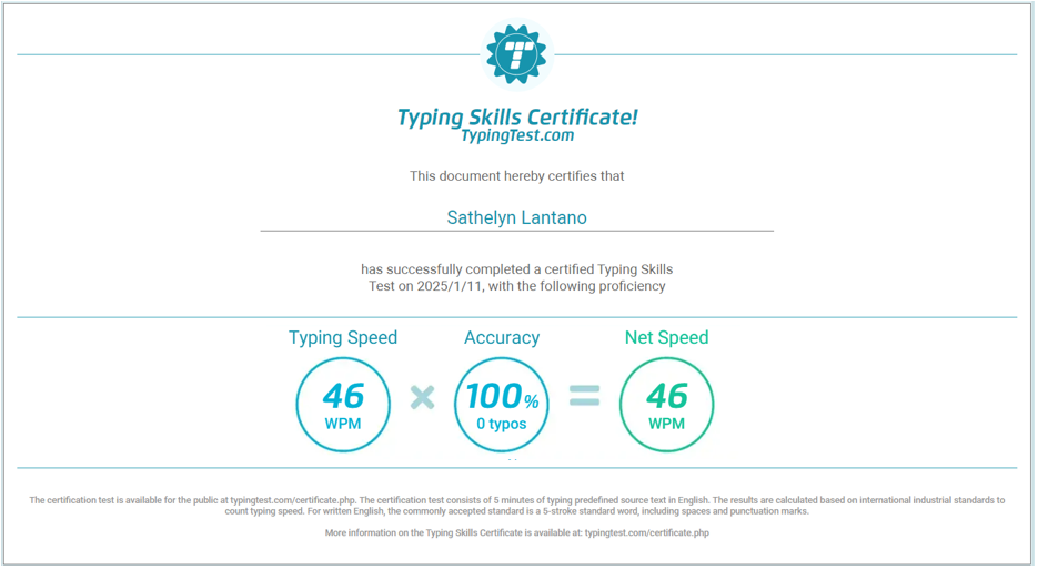 Typing Test Certification