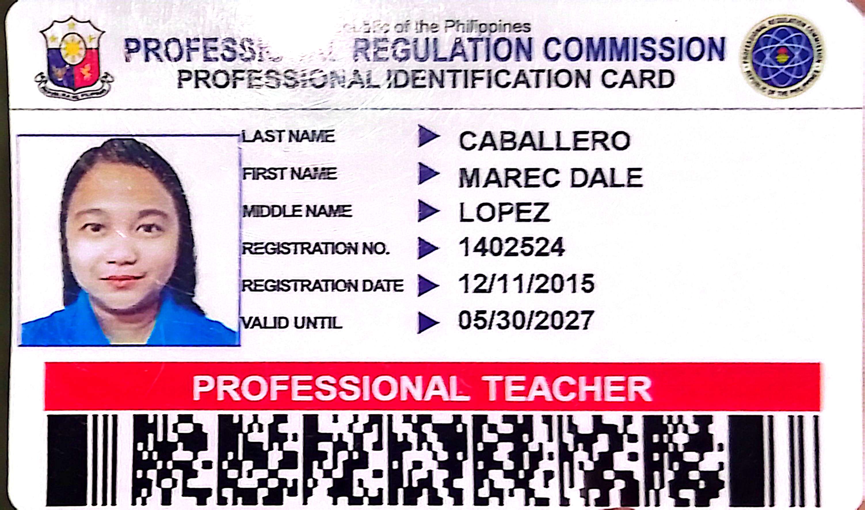 Philippine Professional Identification Card- Professional Teacher