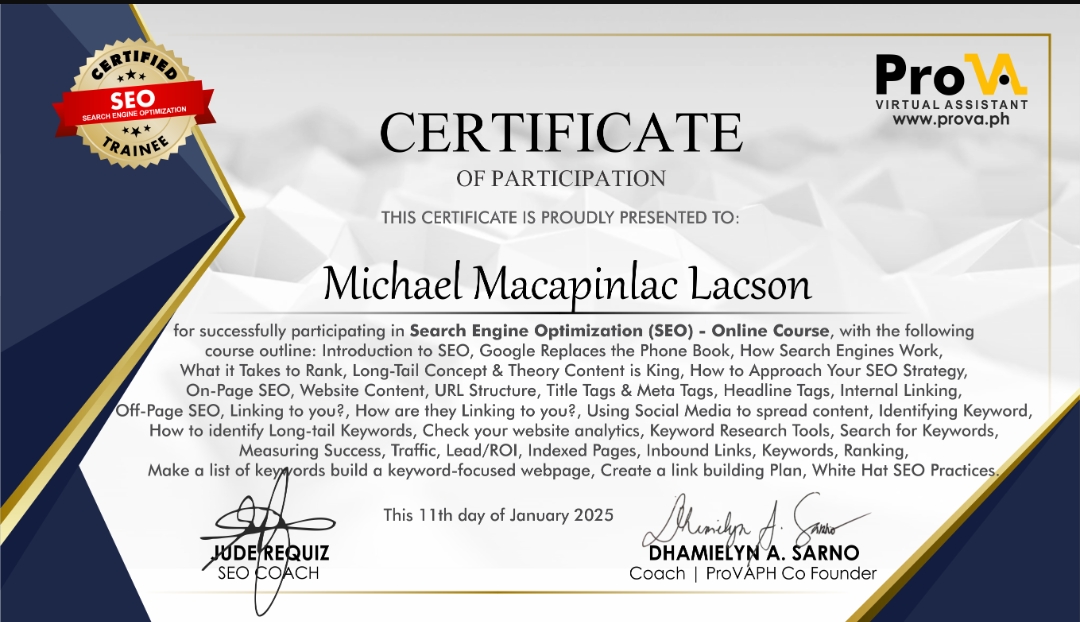 Search Engine Optimization Certificate