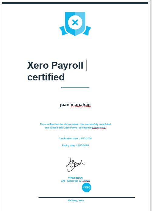 Xero Payroll Certified