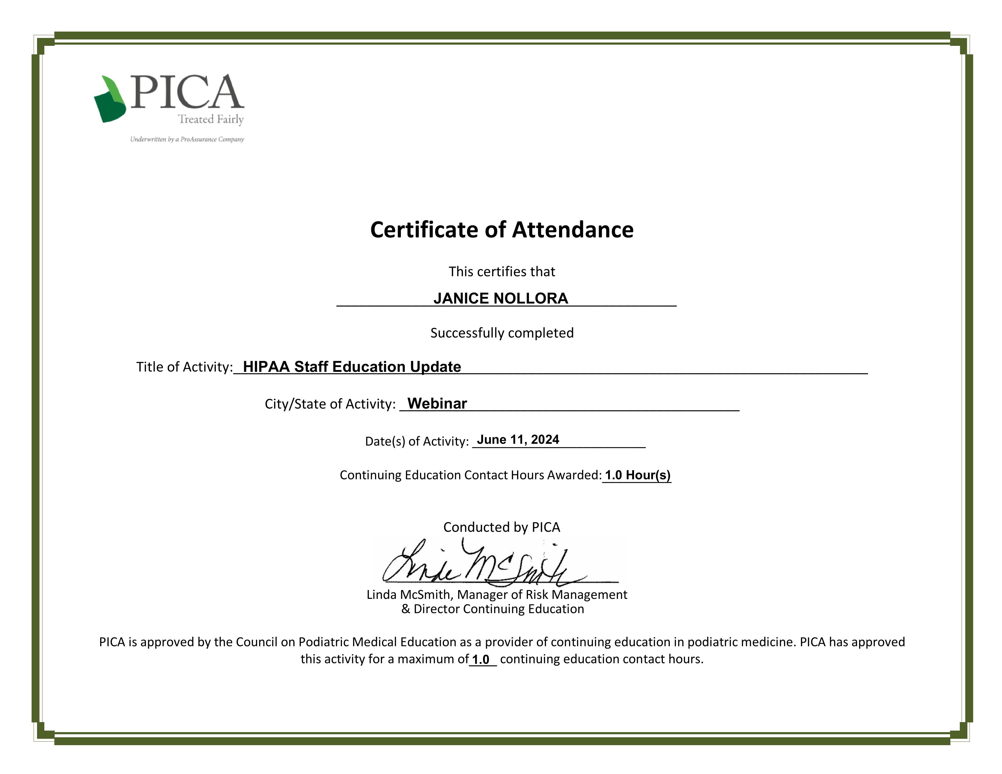 HIPPA CERTIFICATE 1