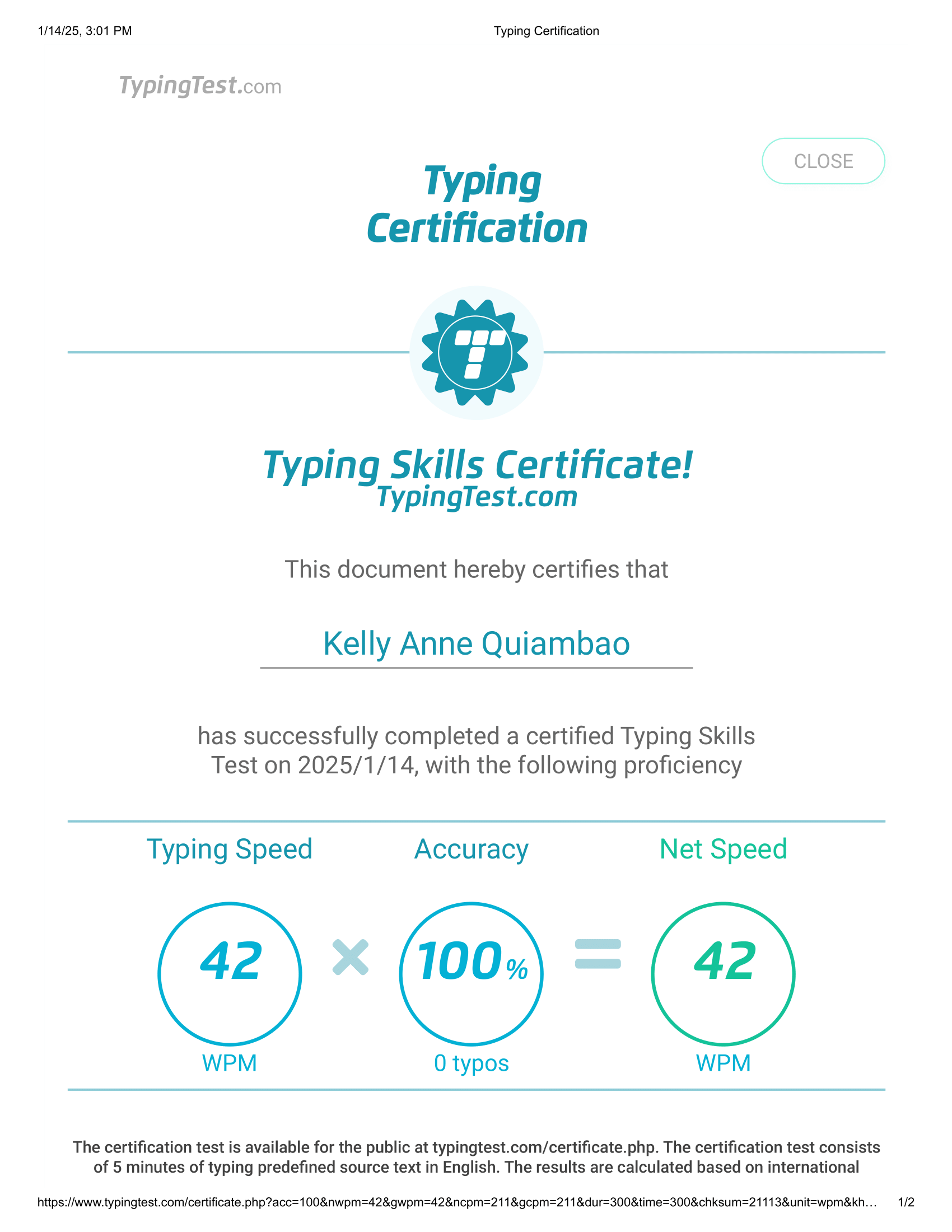 Certification