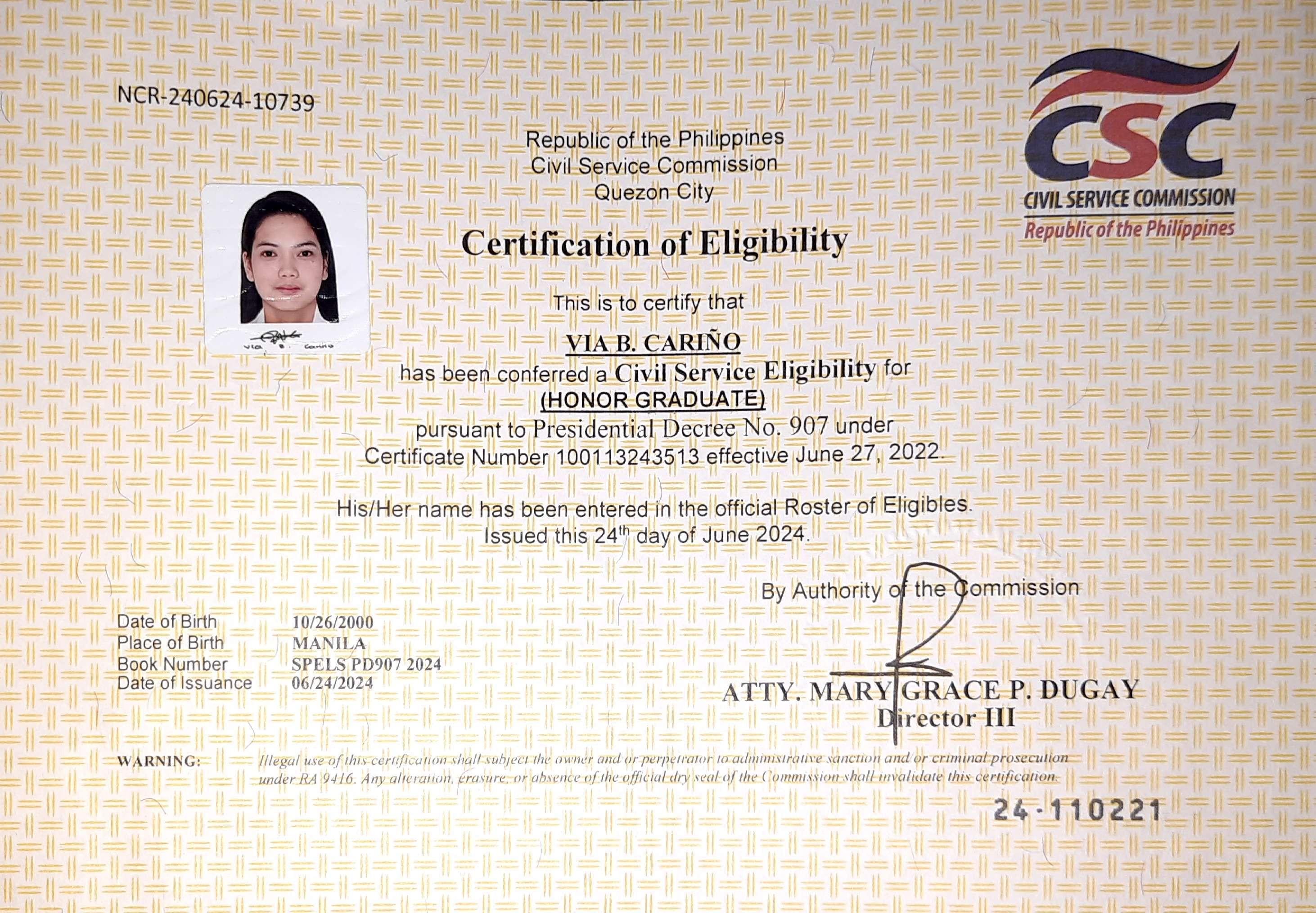 Civil Service Eligible