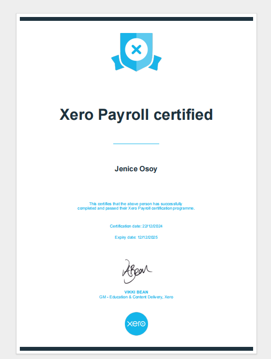 XERO Payroll Certified