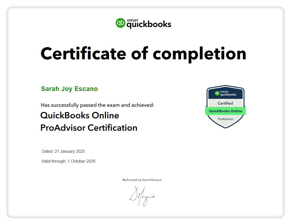 QuickBook Certification