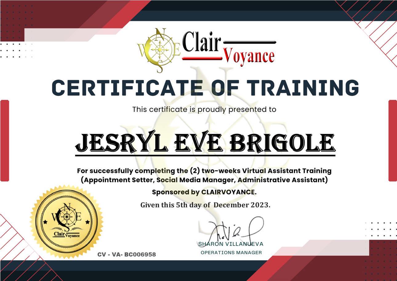 Gen. Virtual Assistant Certificate