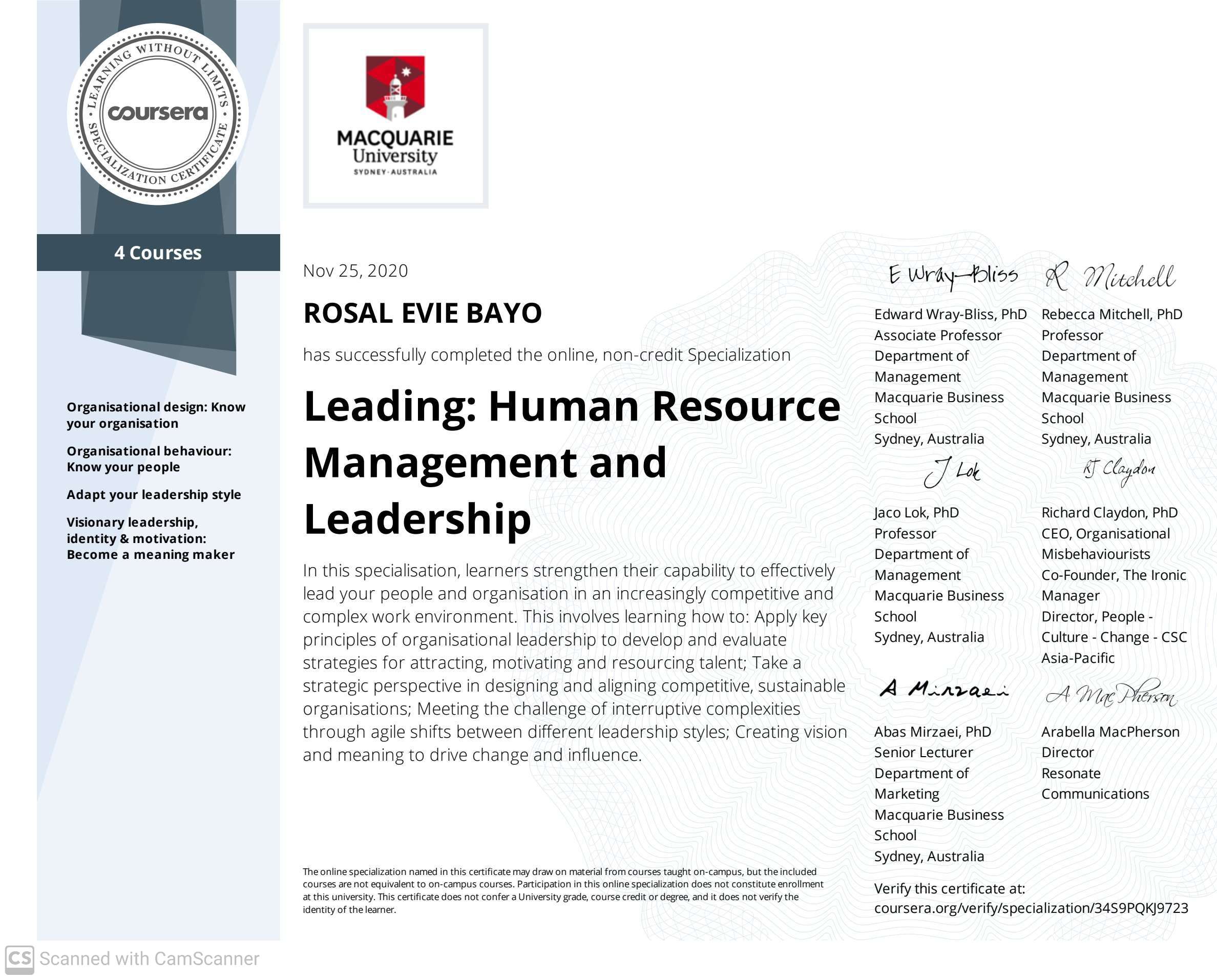 HRML Certificate