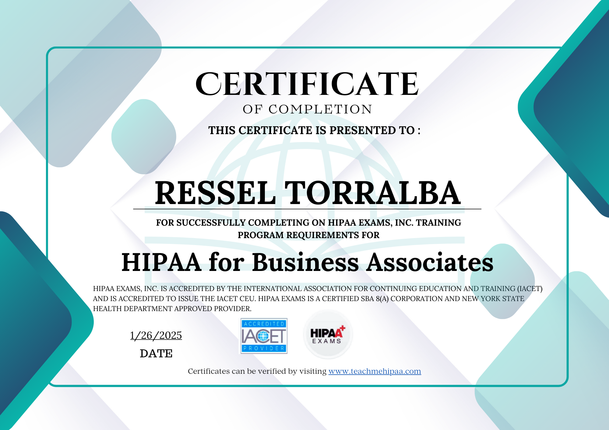HIPAA FOR BUSINESS ASSOCIATES