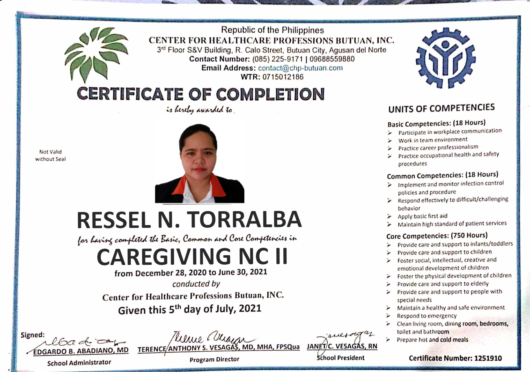 CAREGIVING NCII