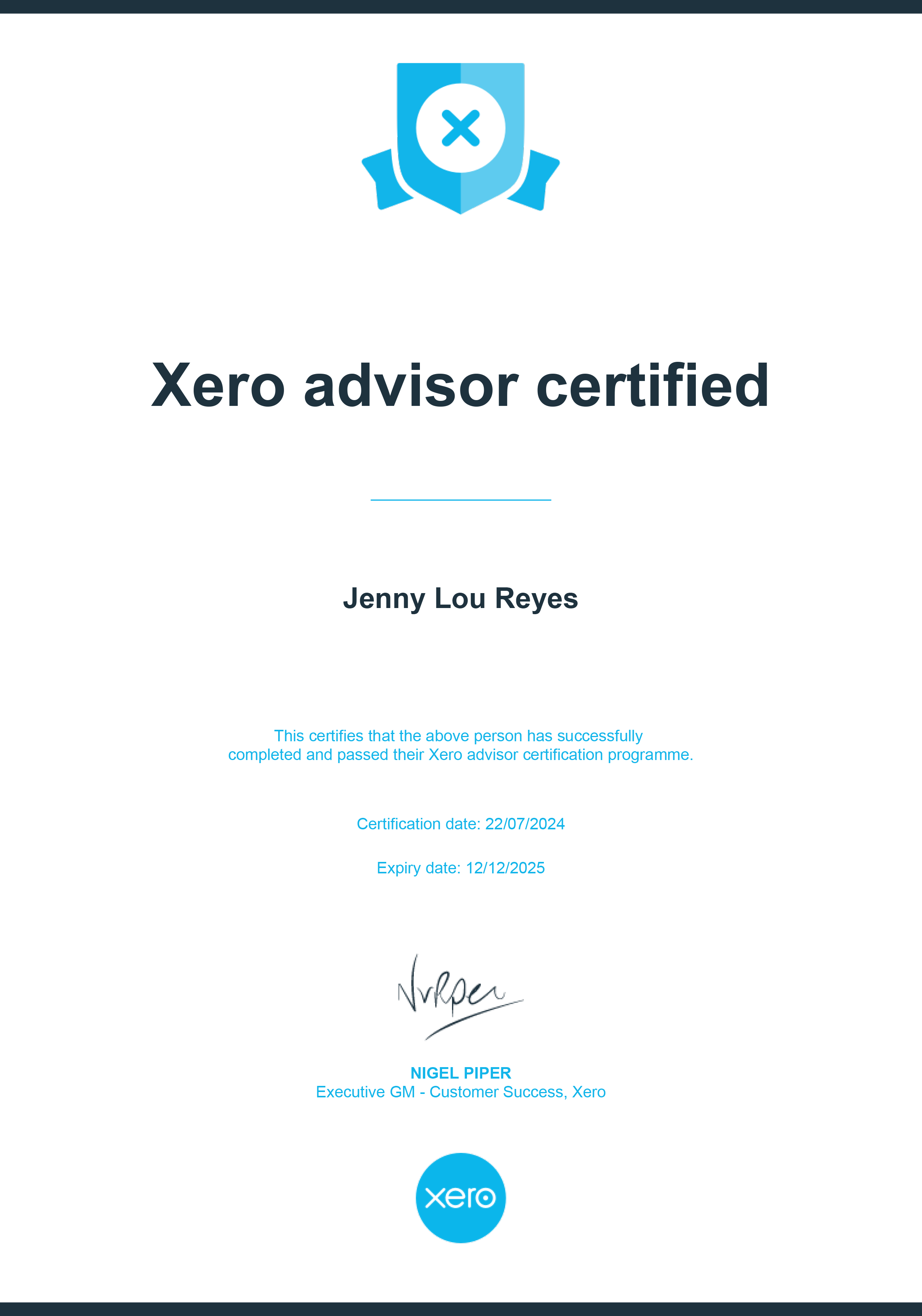 Xero Advisor Cert