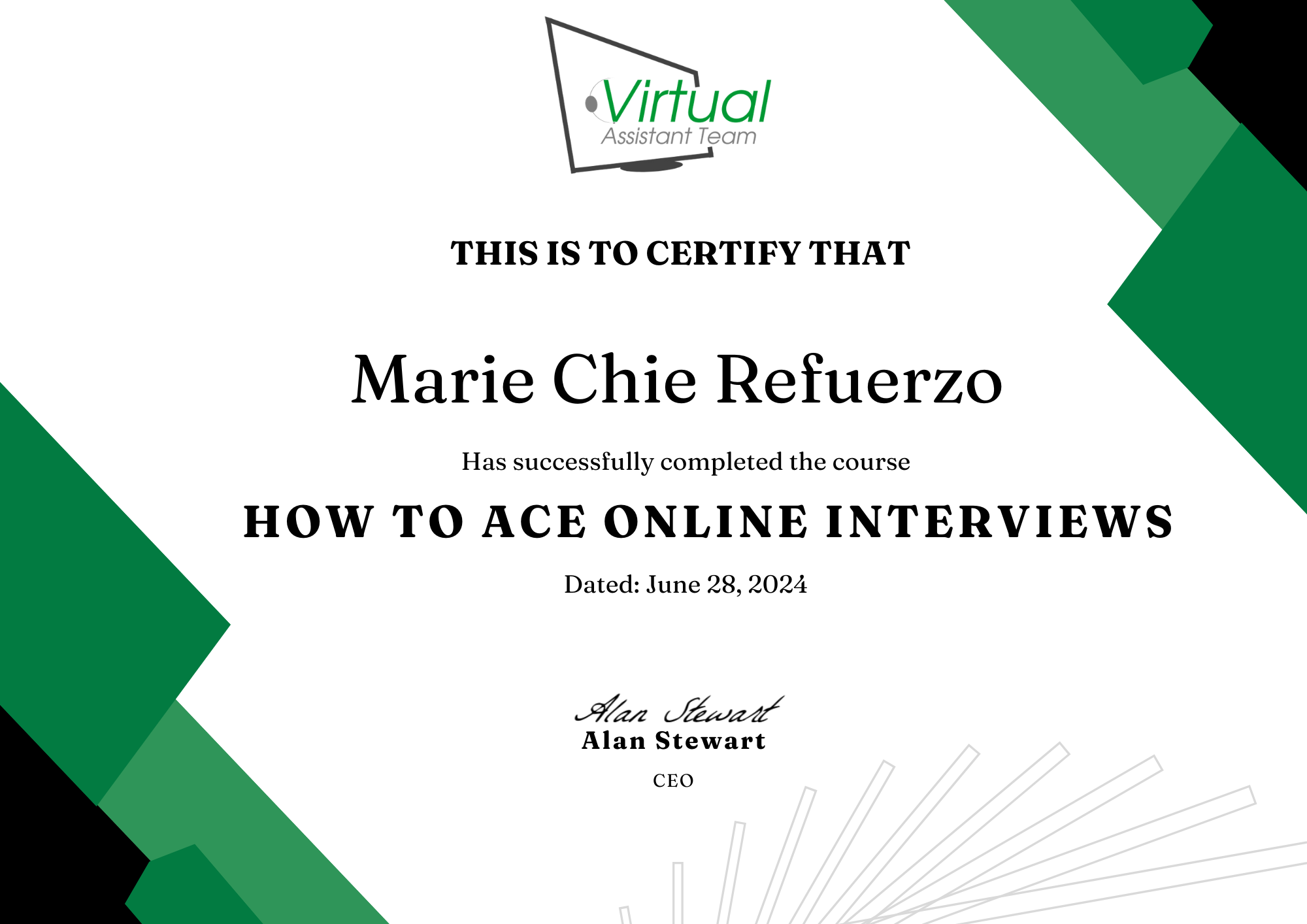 how to ace online interviews Certificate of Completion