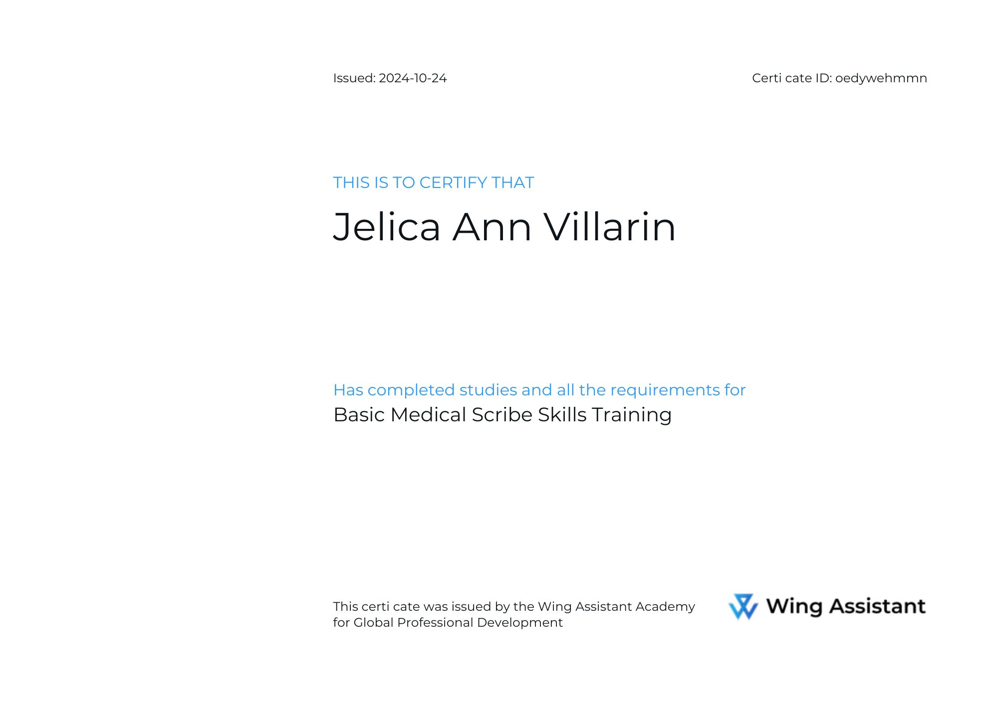 Basic Medical Scribe Skills Training