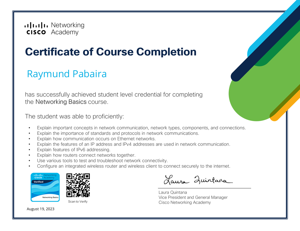 Network Basics Certificate | Cisco Networking Academy