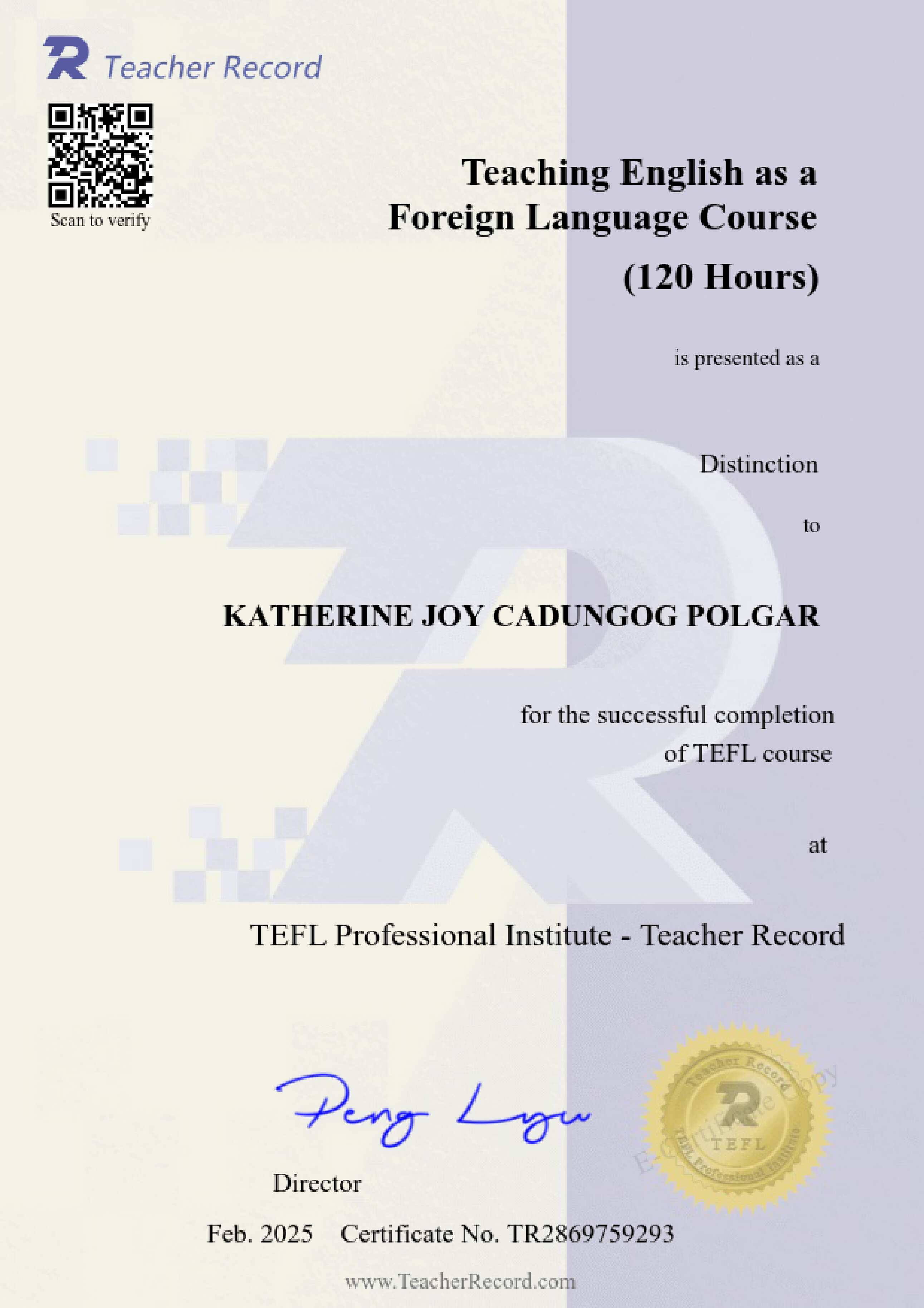TELF Certificate