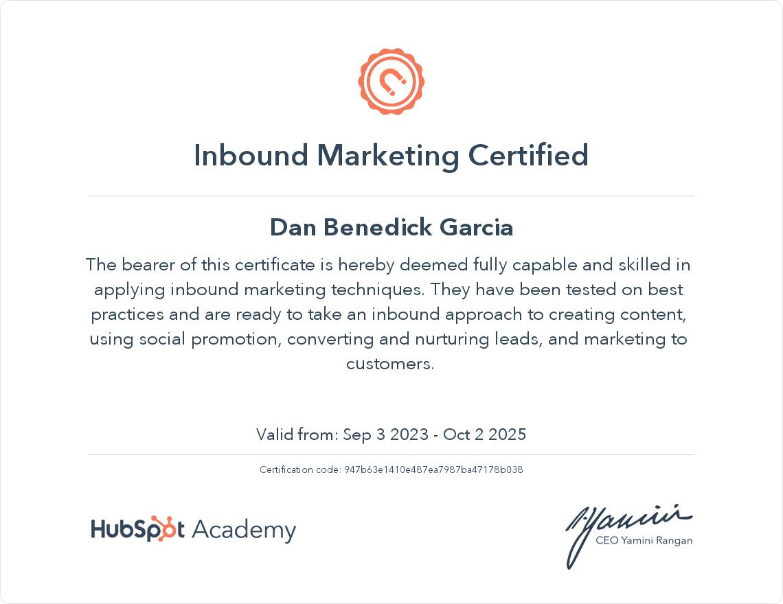 Inbound Marketing Certified