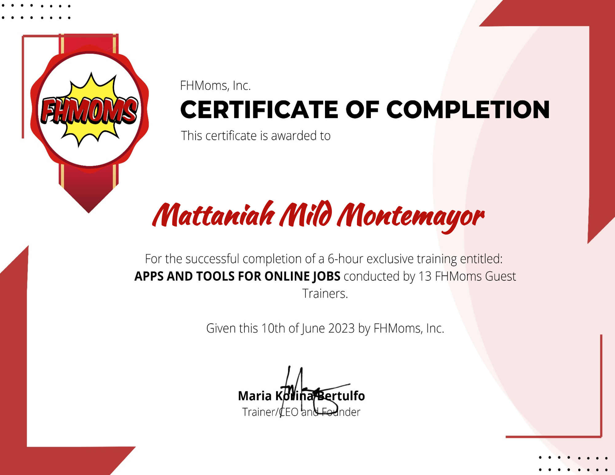 FHMOMS Cert
