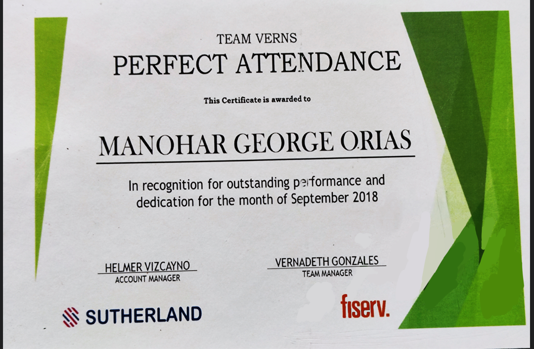 Perfect Attendance 2018
