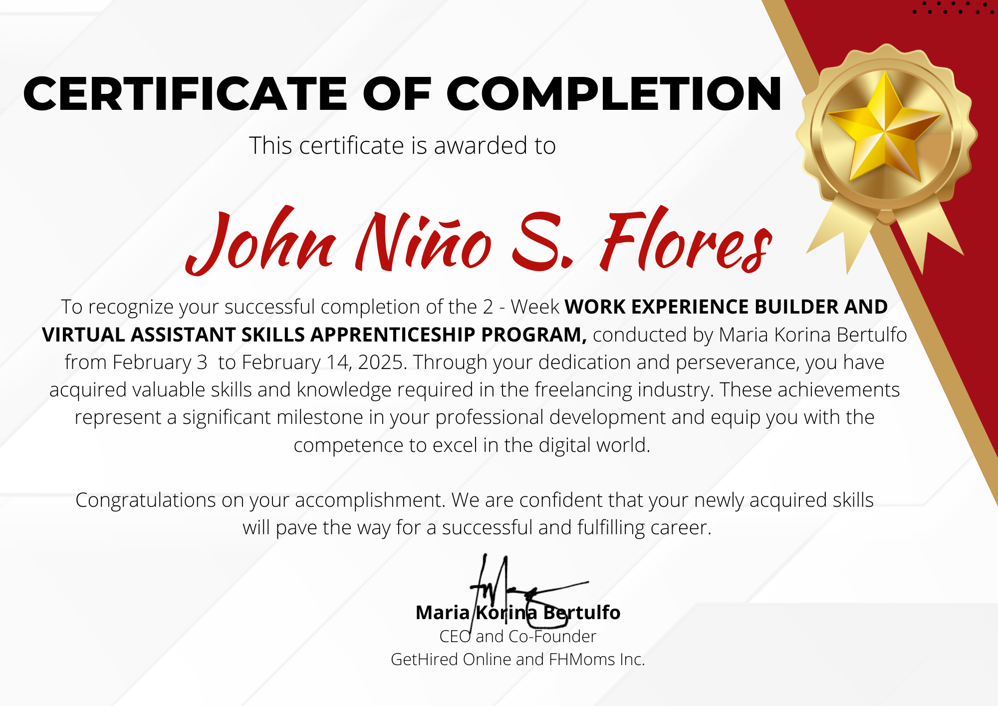 FHMOMS cert. of completion
