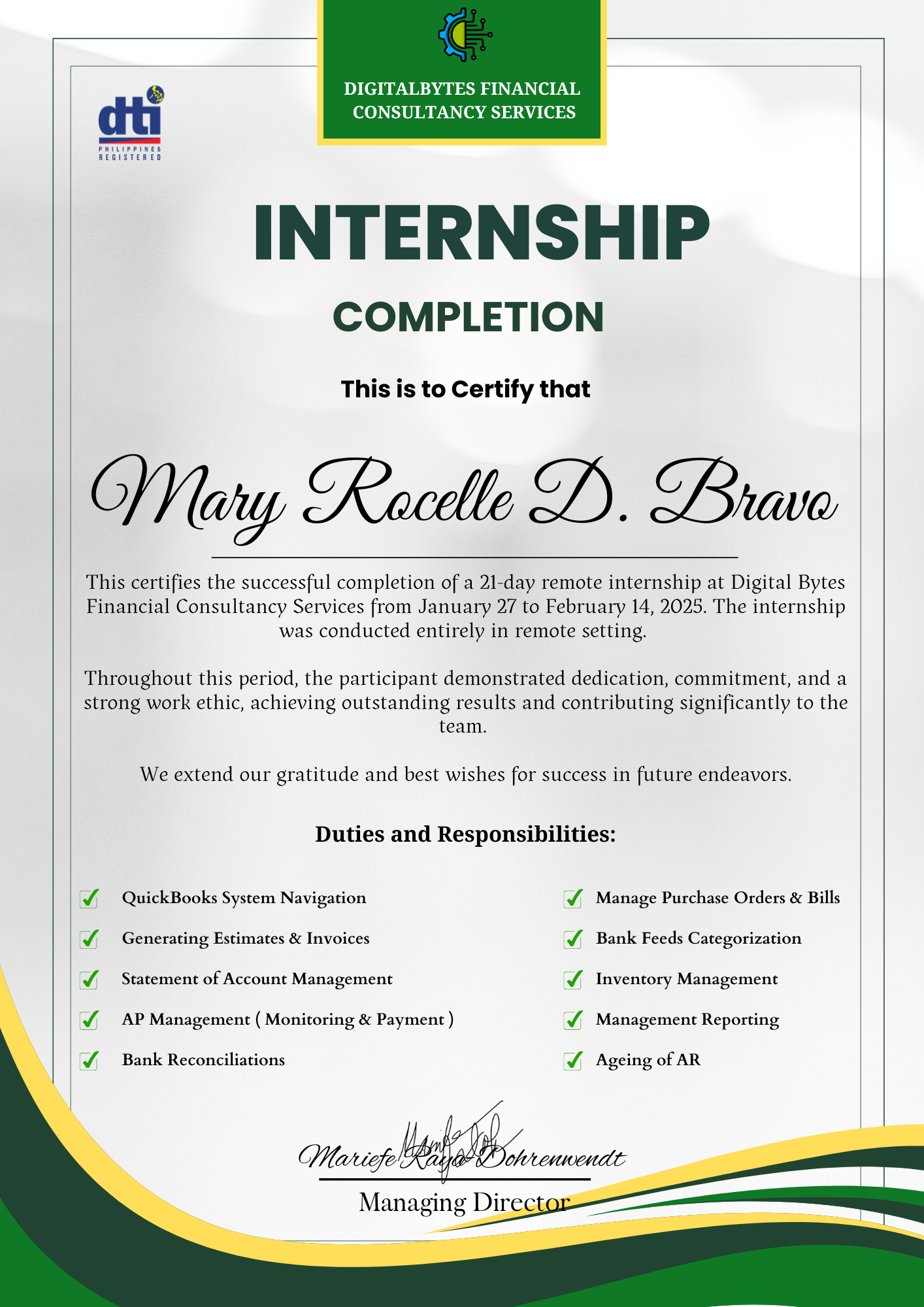 Quickbooks Internship