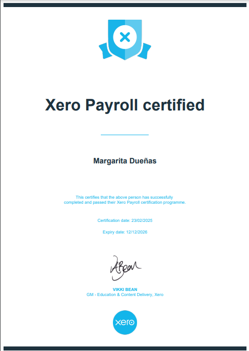 Xero Payroll Certification