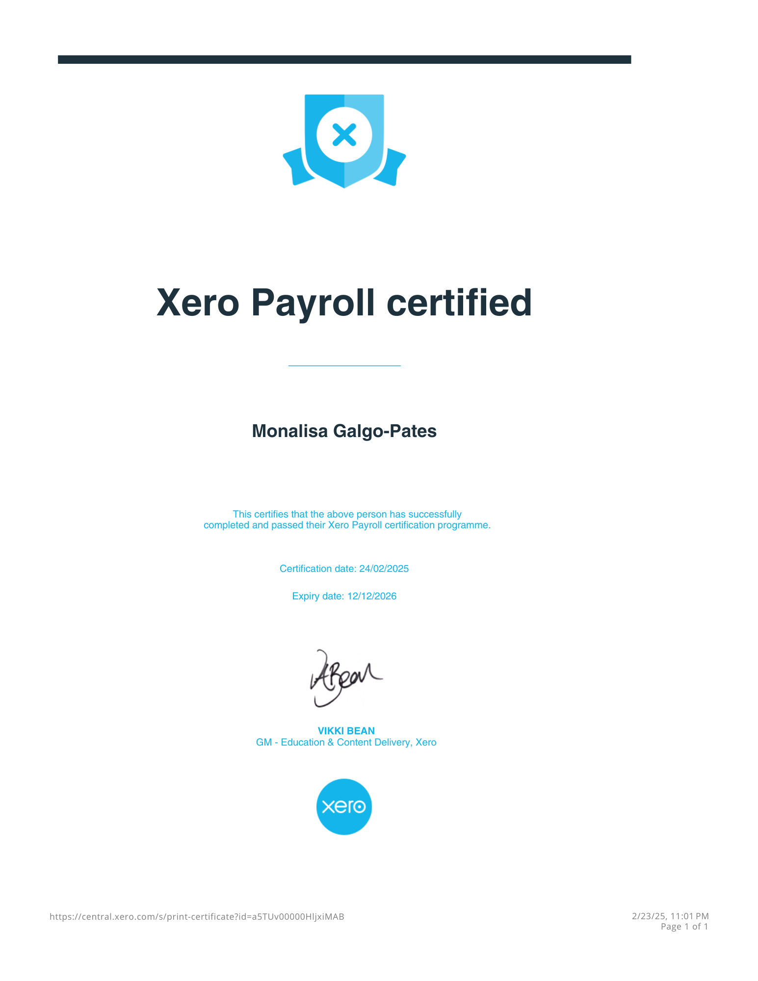 Xero Payroll Certified