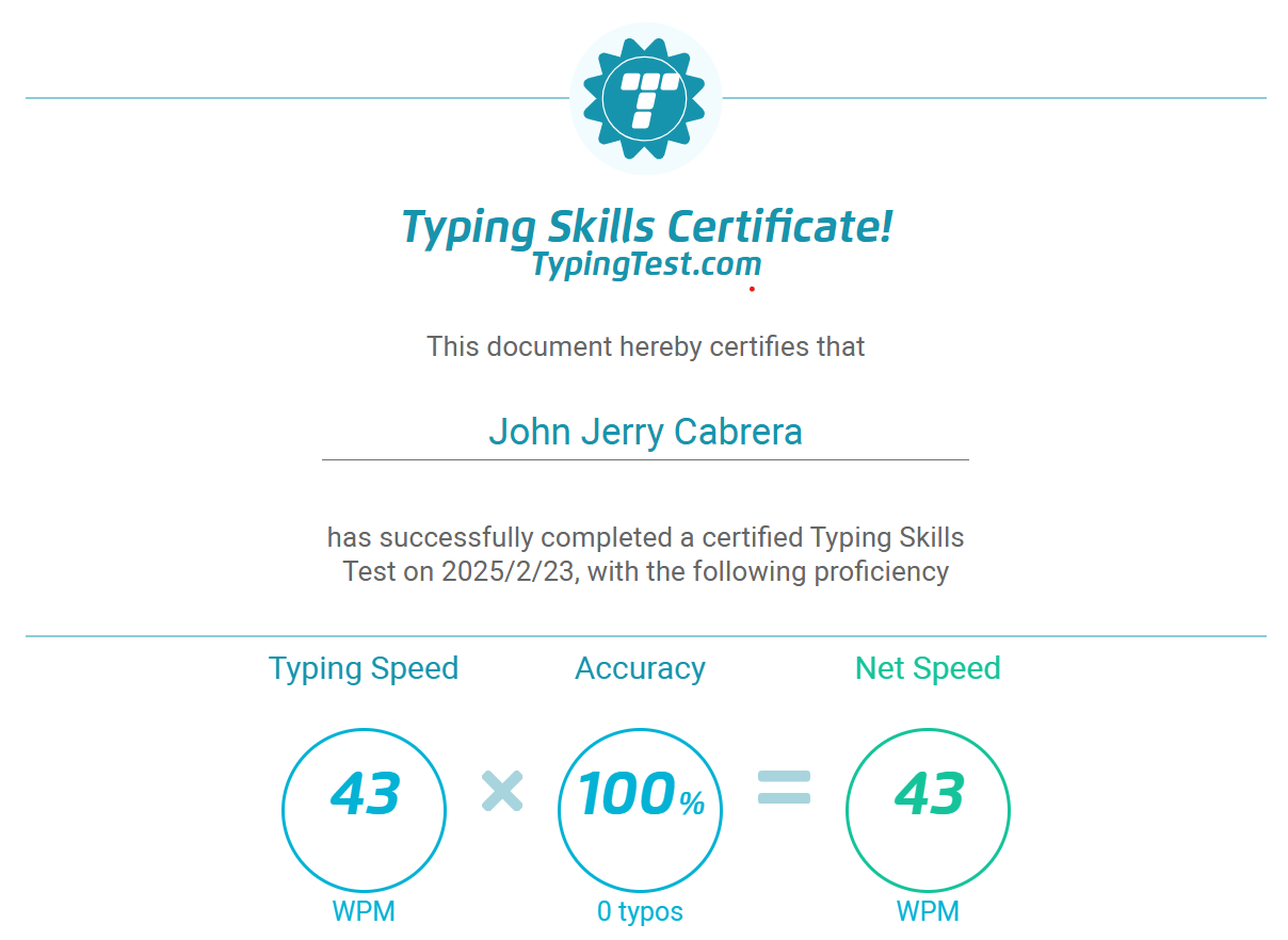 Typing Test Certification