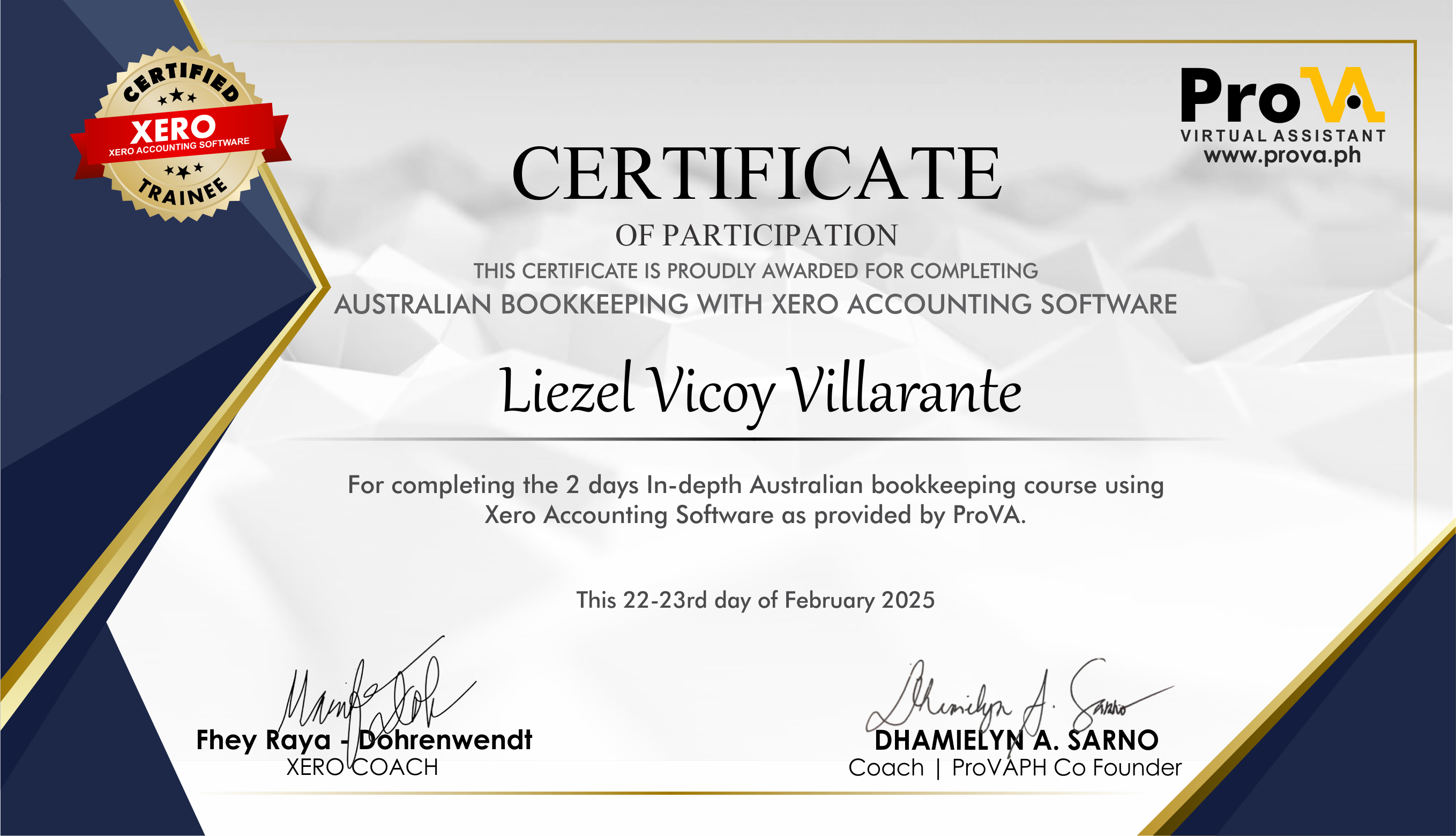 AU BOOKKEEPING WITH XERO ACCOUNTING SOFTWARE CERTIFICATE