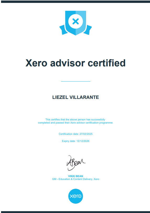 XERO ADVISOR CERTIFIED