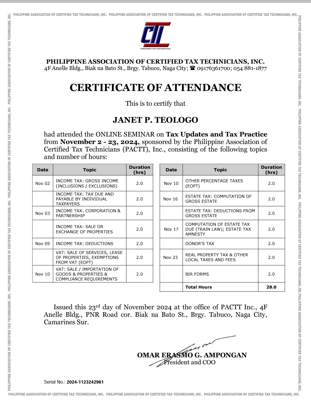 BIR Tax Updates and Practice