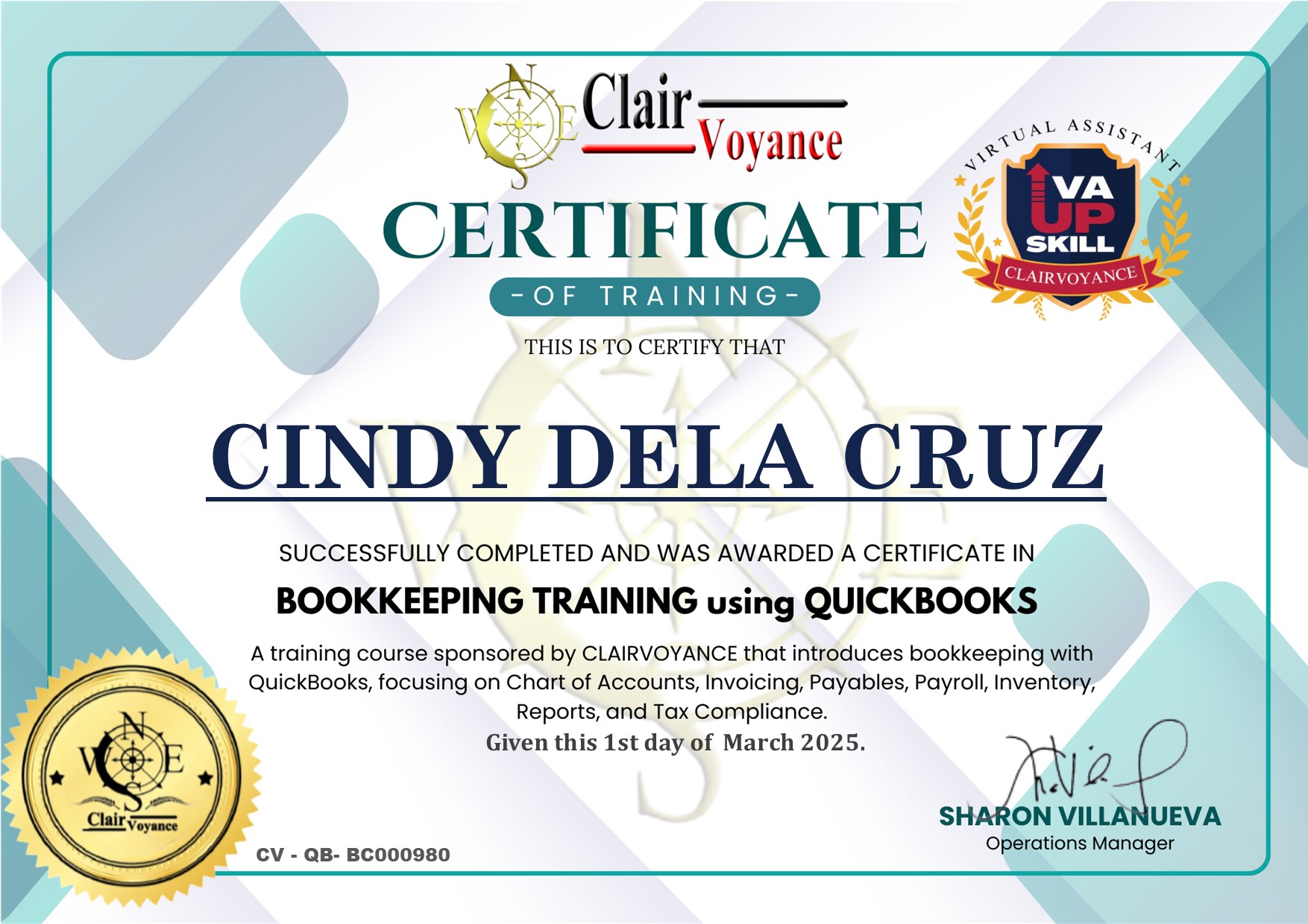 Bookkeeping using Quickbooks