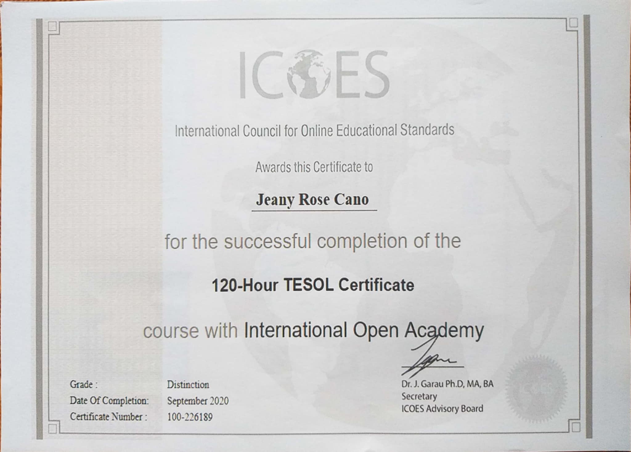 TESOL Certificate
