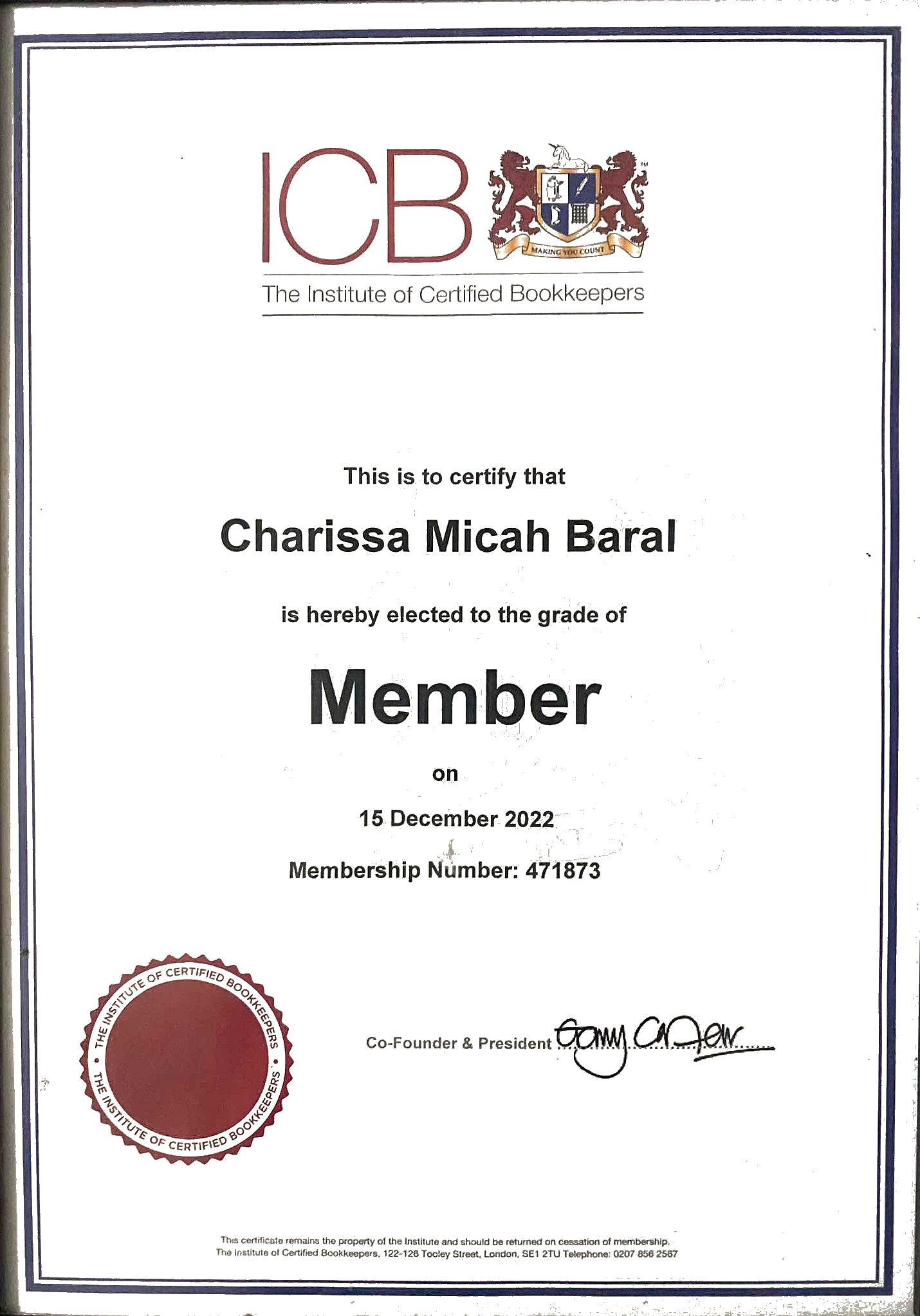 Certified Bookkeeper