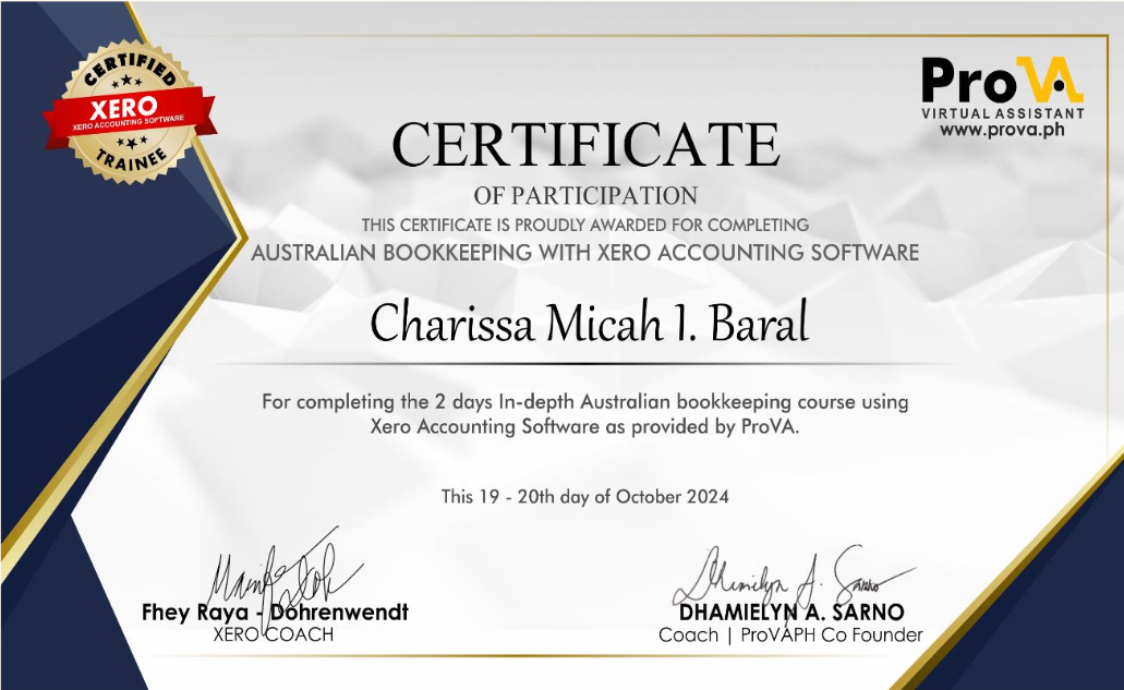 XERO Certificate