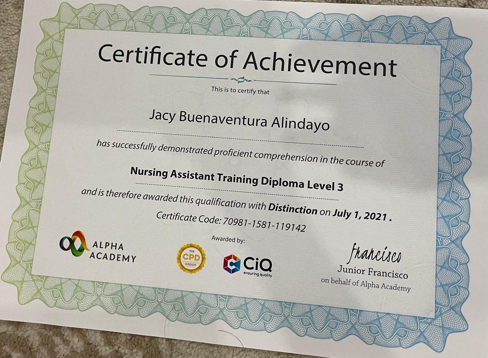 CPD -  Nursing  Assistant Training Diploma