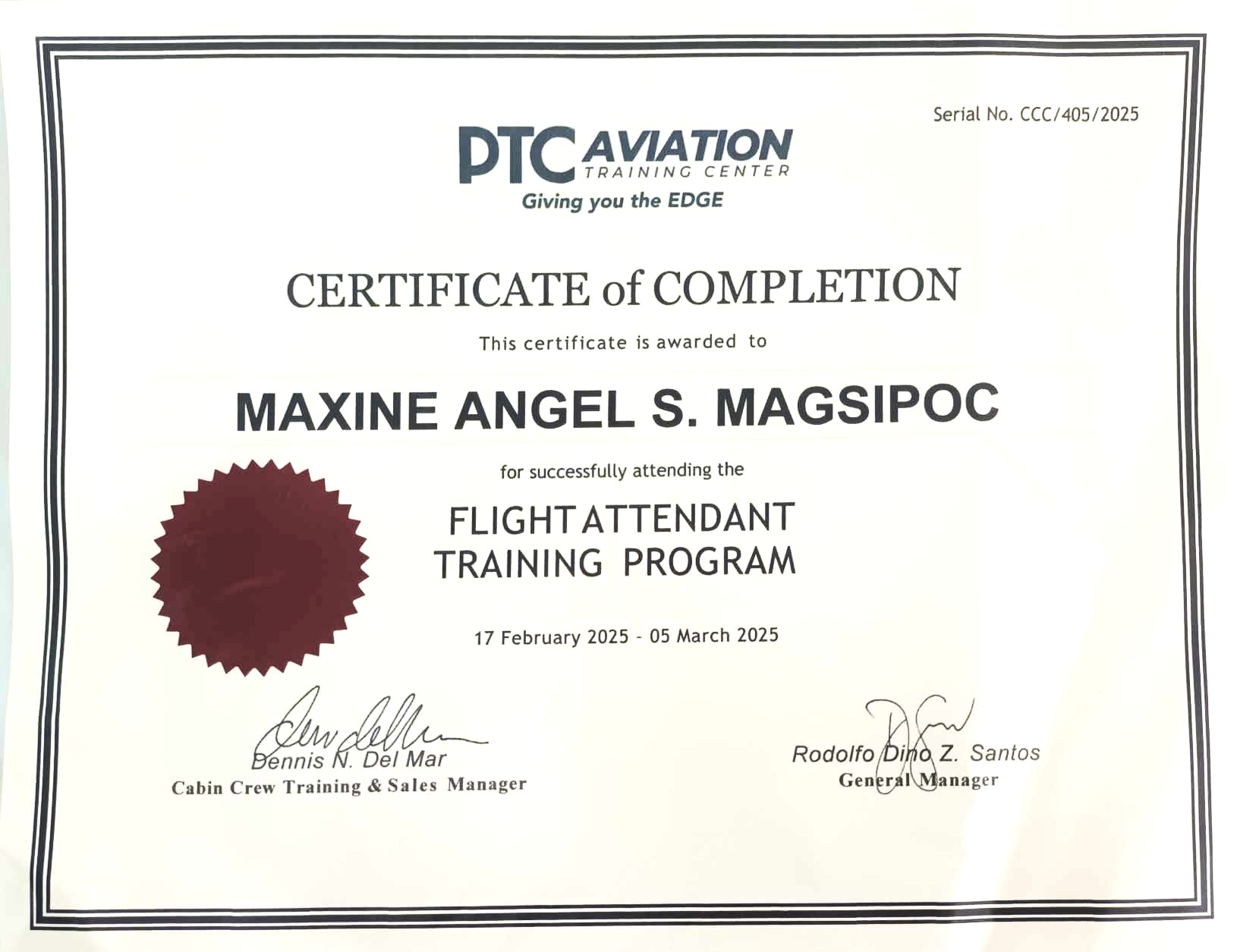 Flight Attendant Training Program, PTC Aviation Training Center
