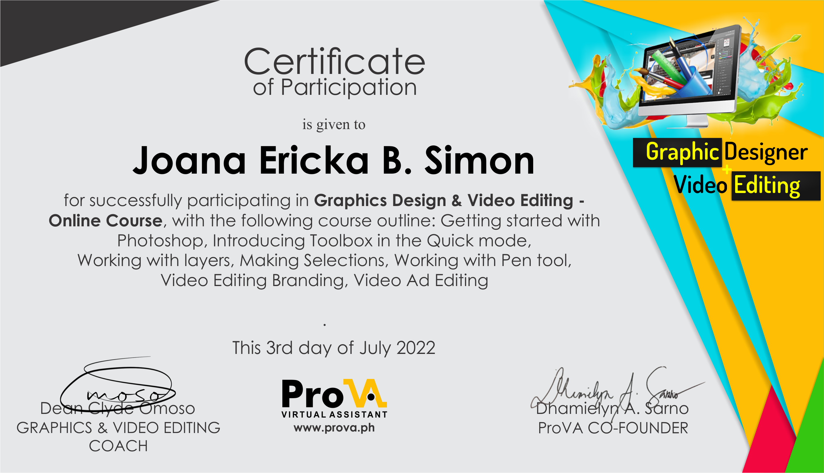Graphic and Video Editing Certificate