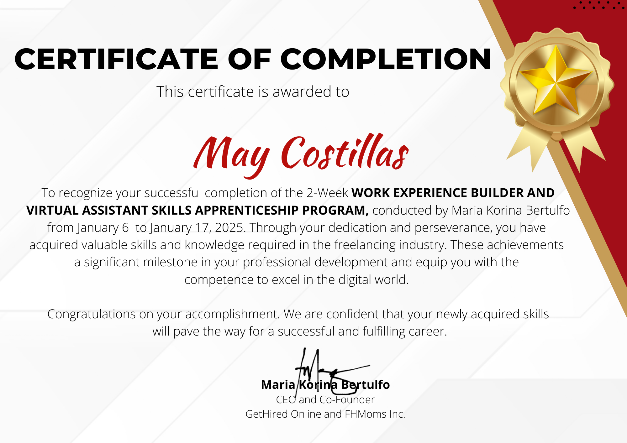 Apprenticeship Certificate