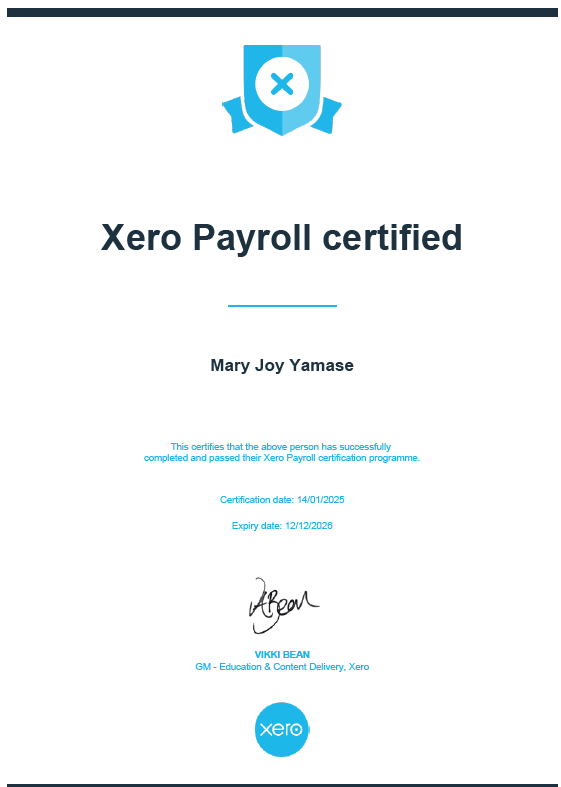 Xero Payroll Certified