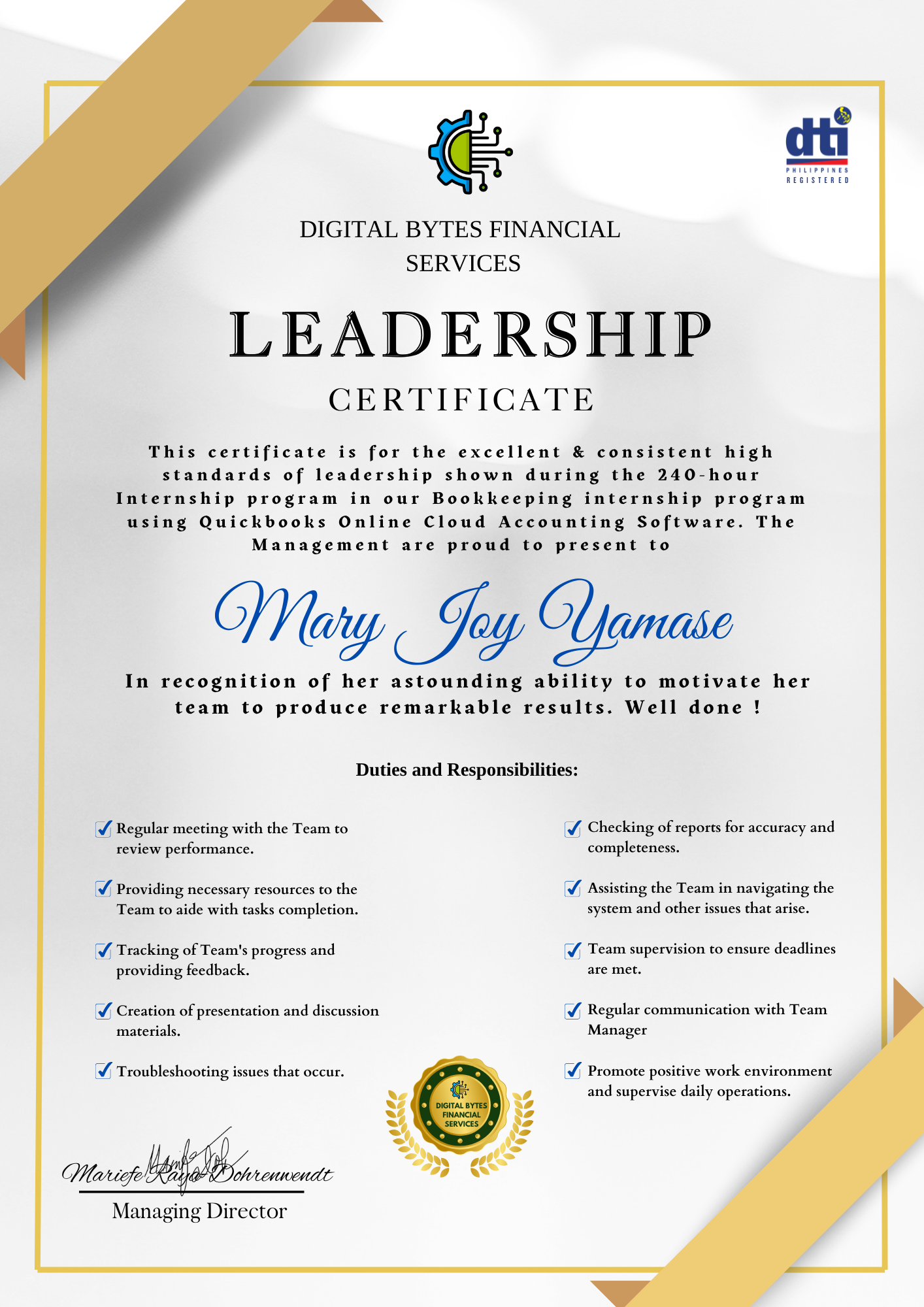 Leadership Cetificate
