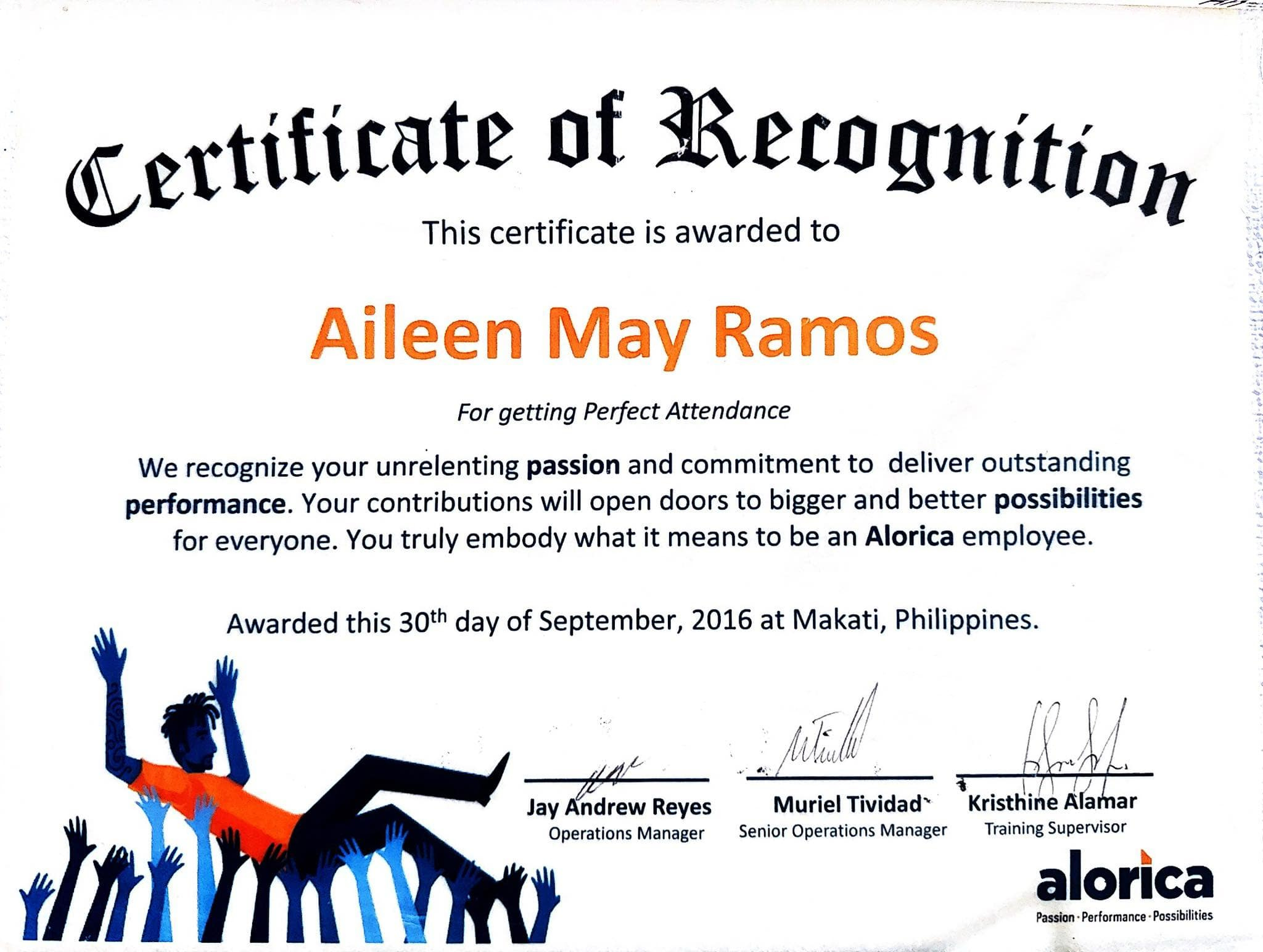 Recognition : Perfect Attendance