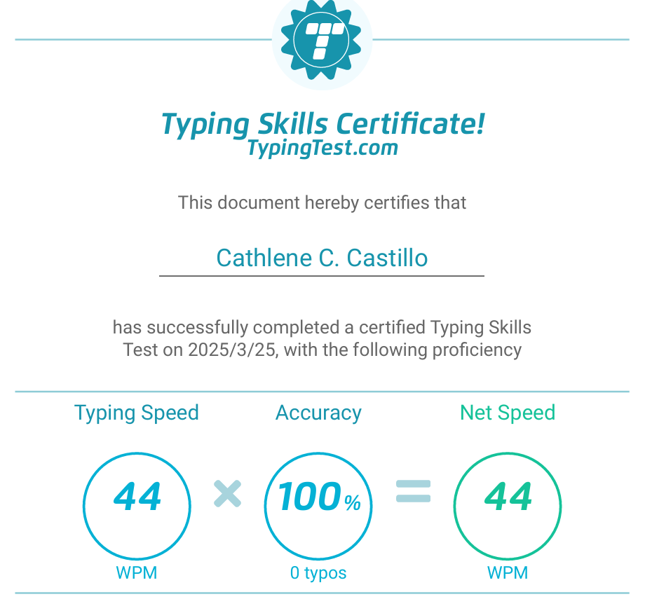 Typing Certification