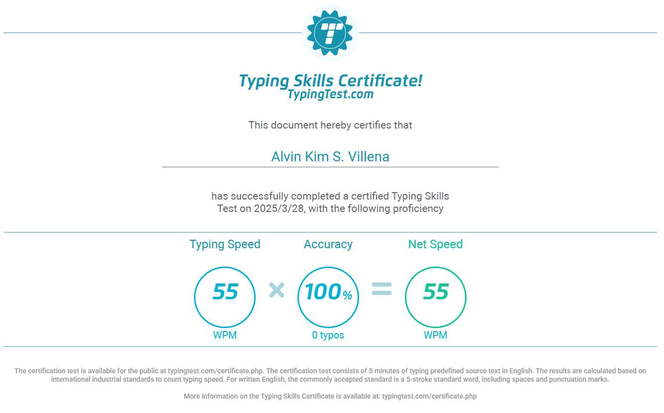 Typing Test Certification