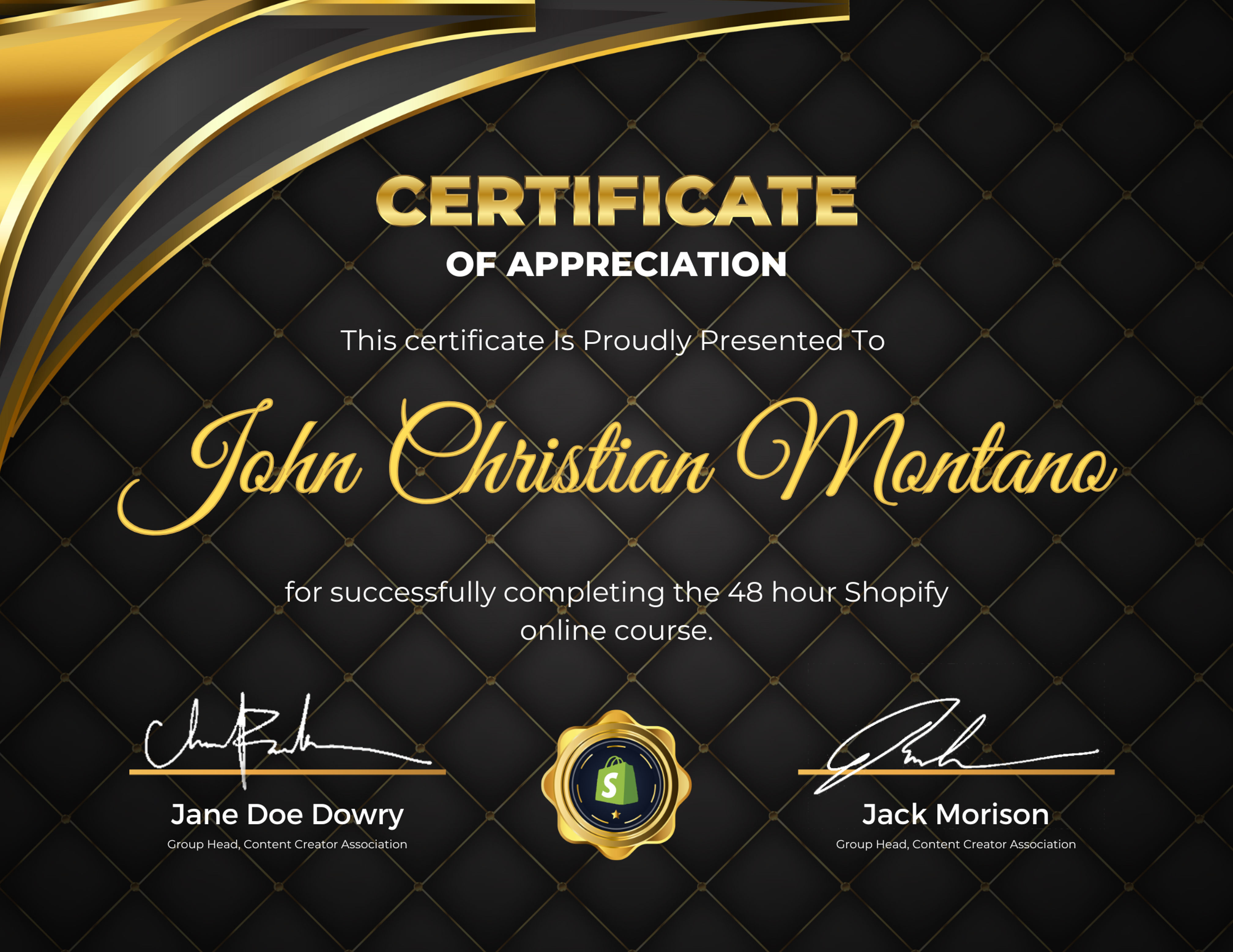 Certificate of Appreciation