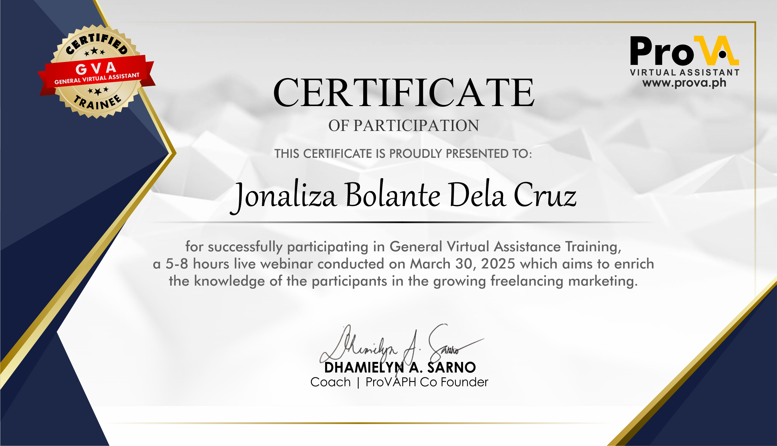 General Virtual Assistance training