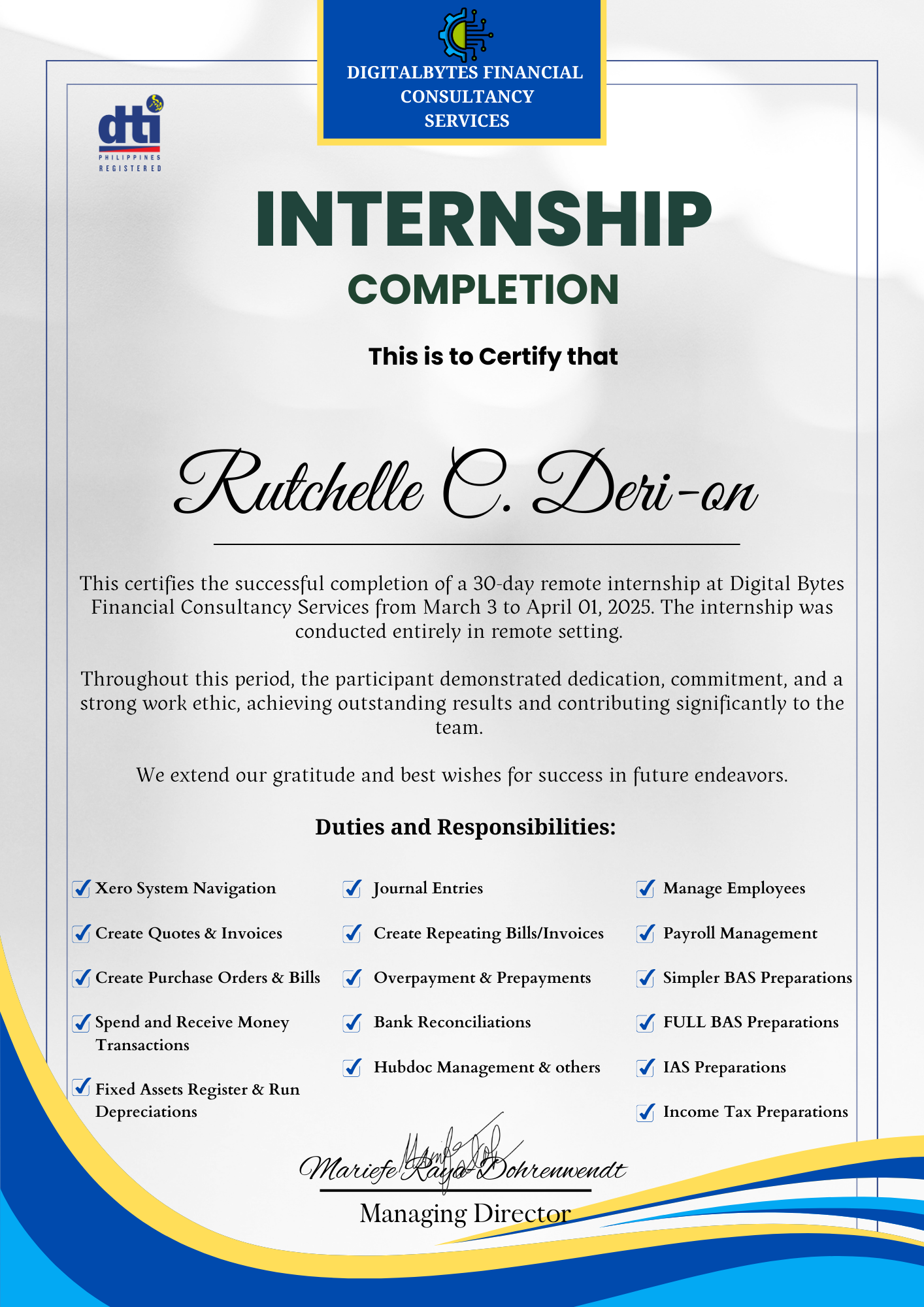 30-Day Bookkeeping Internship with Xero Accounting Software Certificate