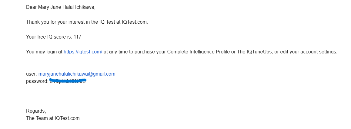 IQ Test Result