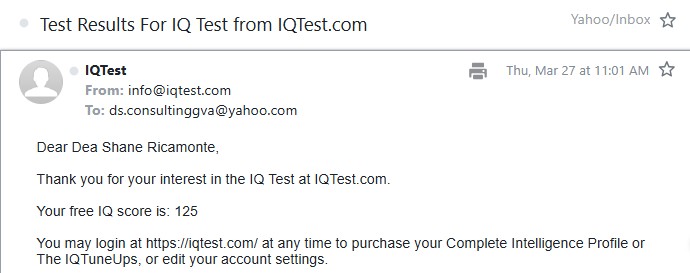 IQ Test Result
