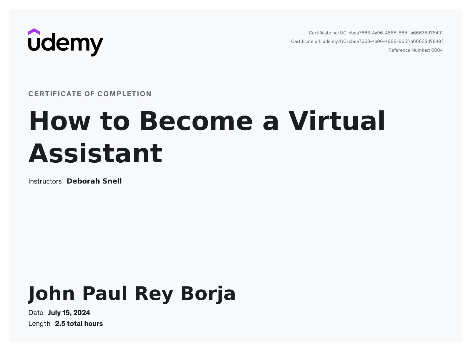 UDEMY CERTIFICATE